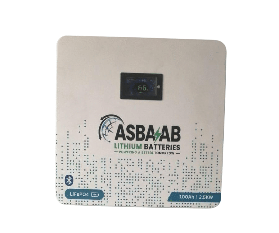 ASBAAB Lithium Battery 2.5kWh 25.6V 100Ah LiFePO4 - MES2500-2.5K Wall Mount | 5000 Cycles